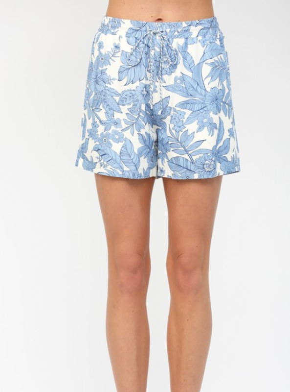 Floral Print Linen Blend Shorts