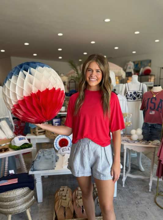 Karlie- Stripe Linen Shorts