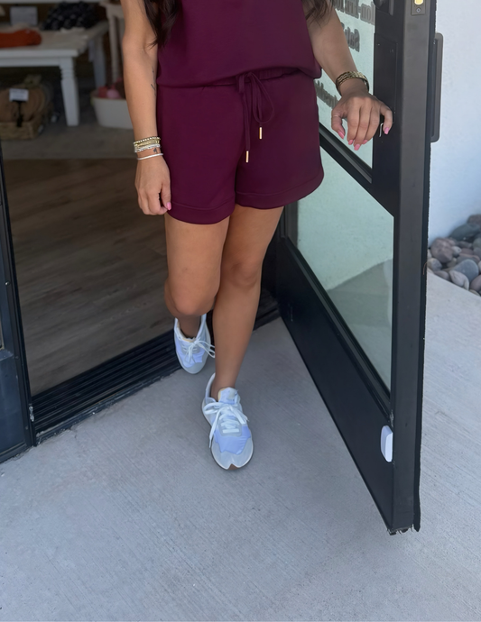 On The Go Short- Burgundy