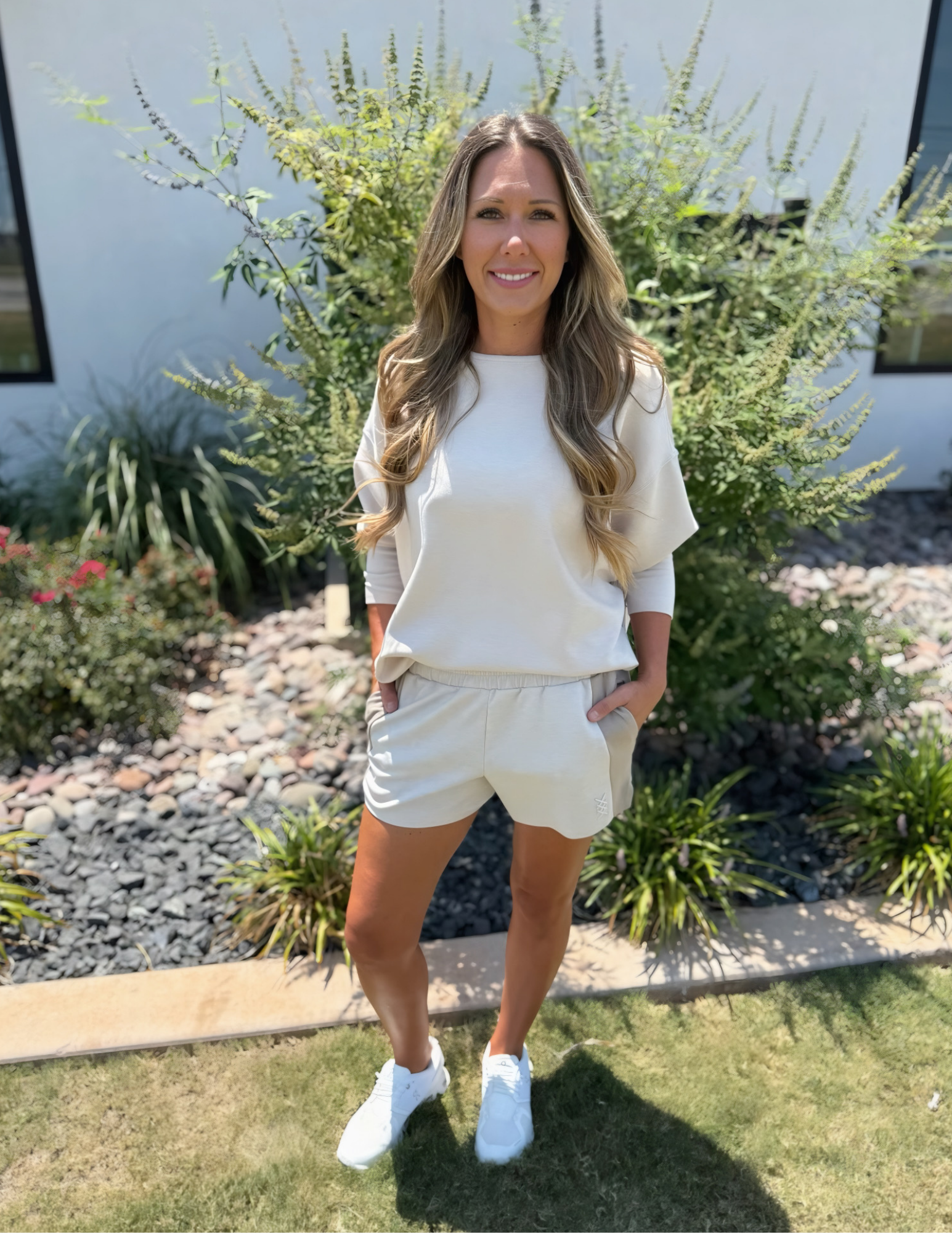 Rhone Apparel- Dreamglow Color Block Short- Beige Stone - Tres Chic Boutique