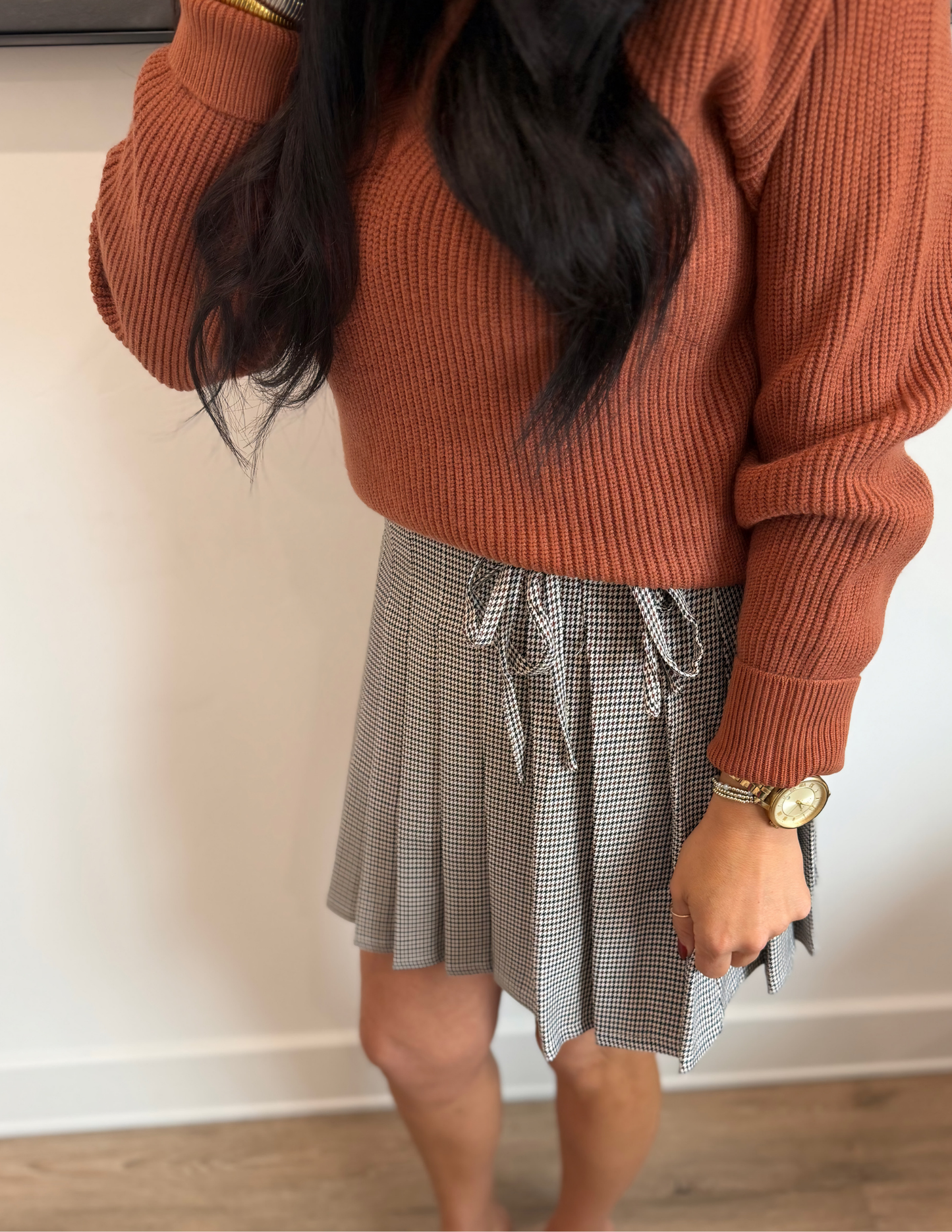 Checkered Mini Pleated Skirt