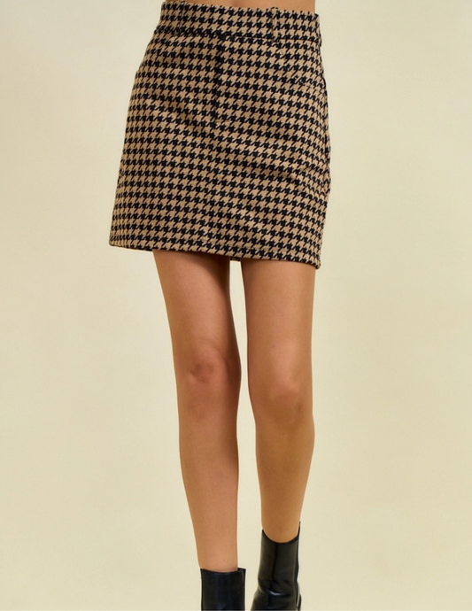 Houndstooth Jacquard Mini Skirt
