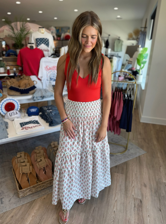 Karlie Floral Tier Maxi Skirt