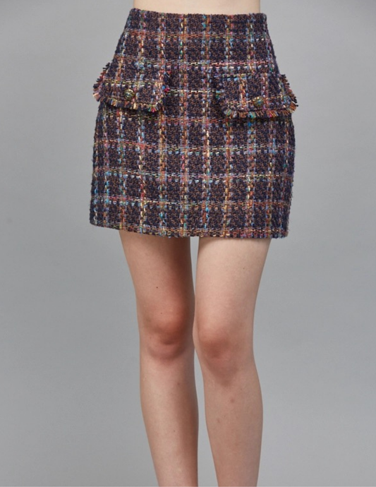Tweed Skirt- Navy Multi