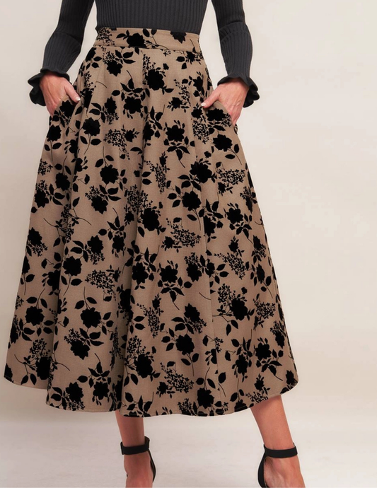 Classic Bloom Flocking Skirt