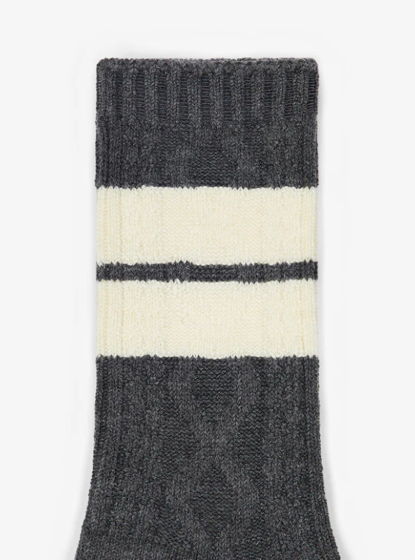 Varley- Eagleson Plush Cable Sock- Charcoal Marl/ Egret