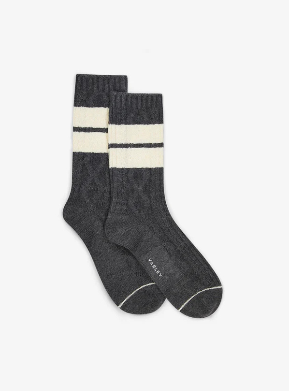 Varley- Eagleson Plush Cable Sock- Charcoal Marl/ Egret