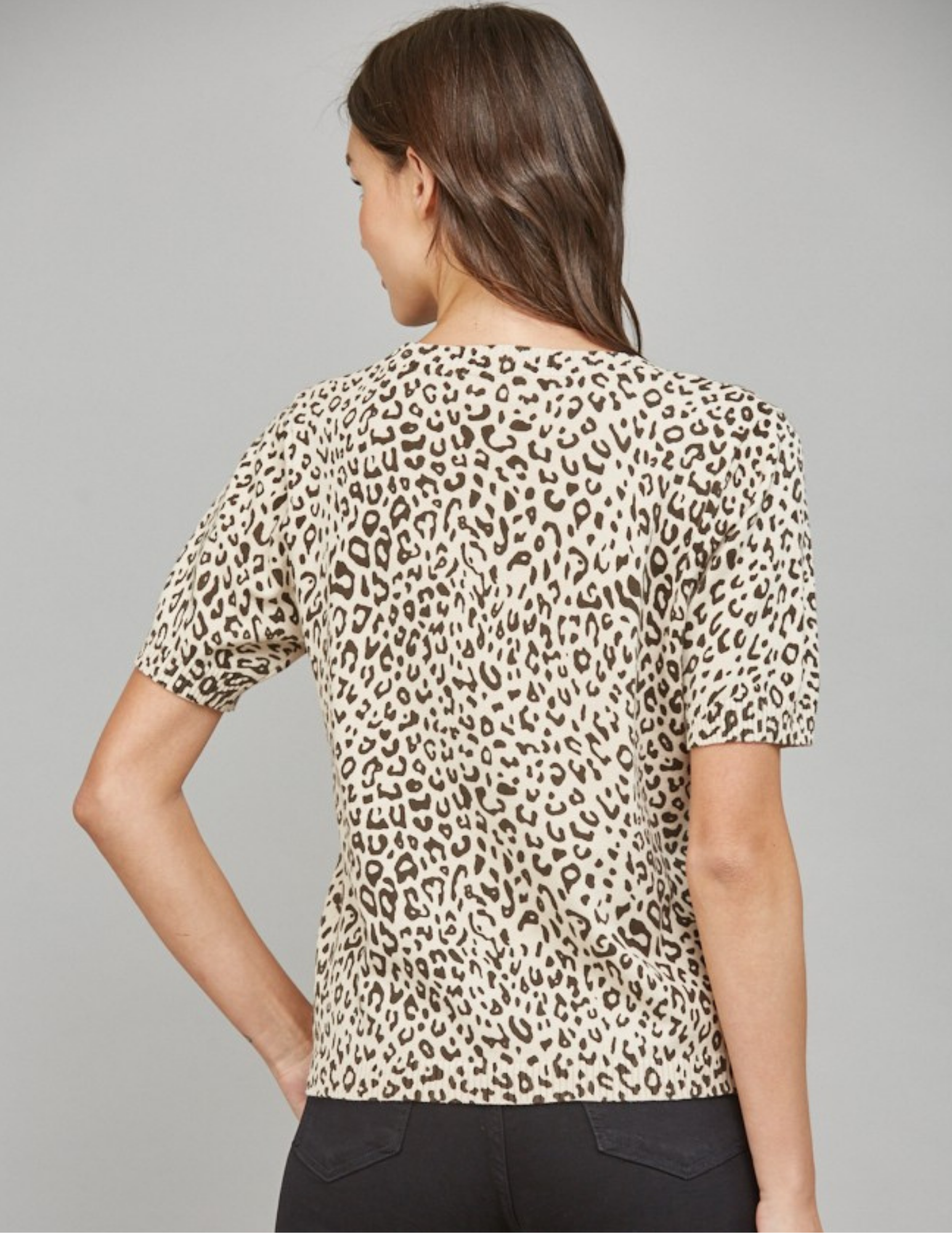 Animal Print Short Sleeve Sweater - Tres Chic Boutique