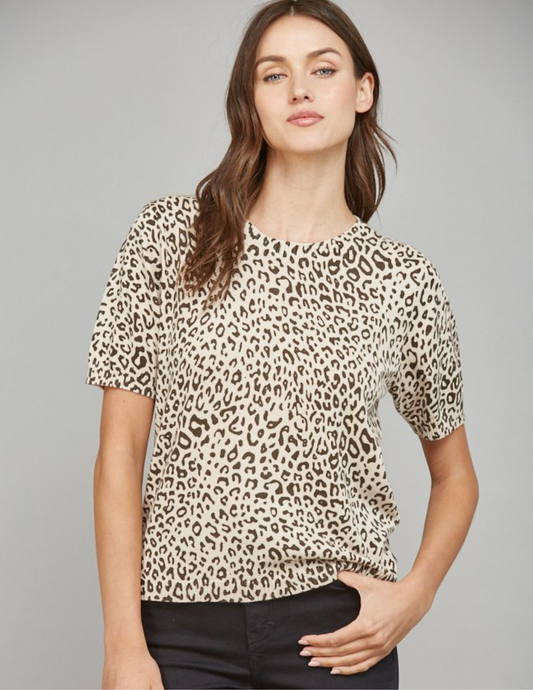 Animal Print Short Sleeve Sweater - Tres Chic Boutique