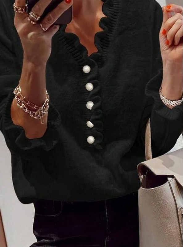 Black Ruffled Sweater - Tres Chic Boutique