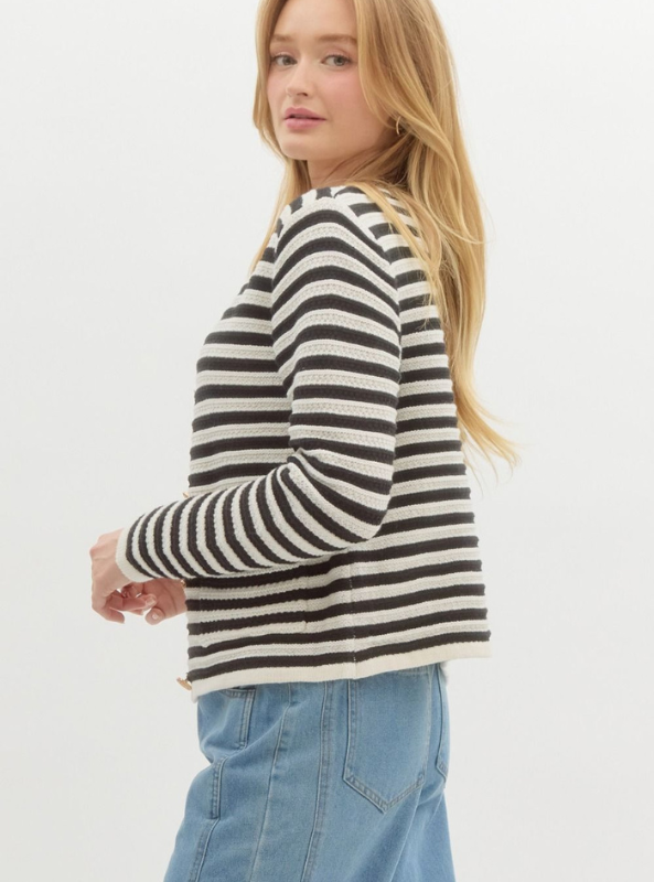 Black Striped Cardigan