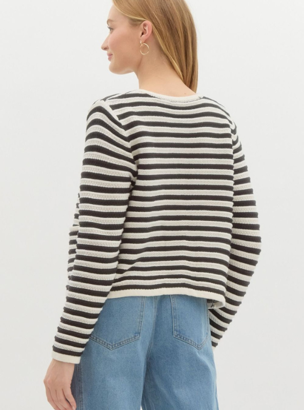 Black Striped Cardigan