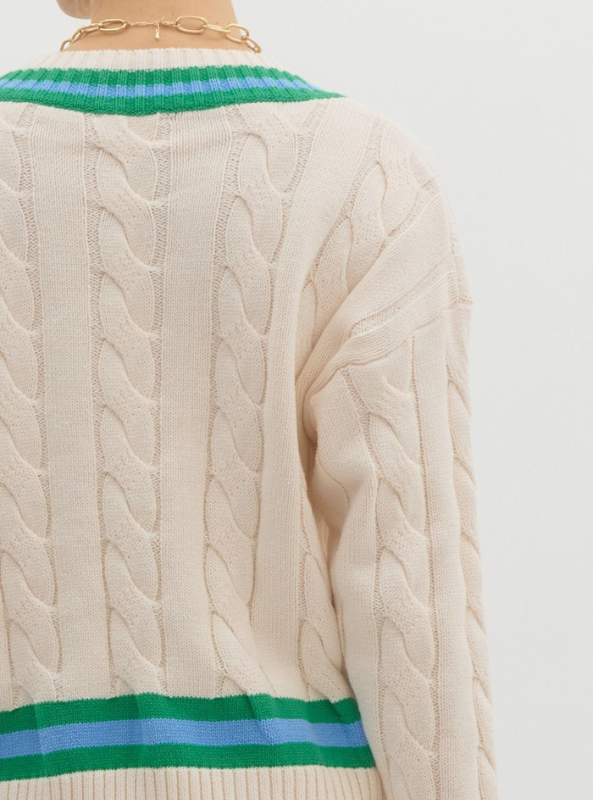 Cable Knit V-Neck Sweater