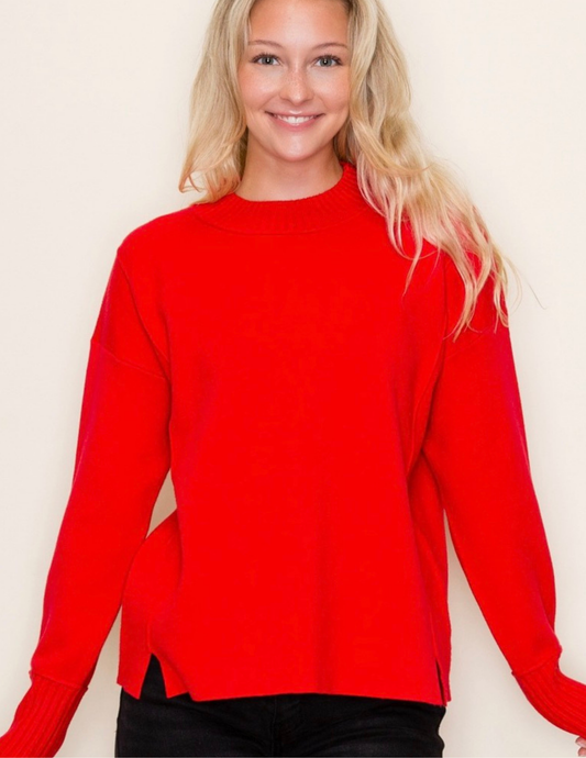 Mock Neck Red Sweater