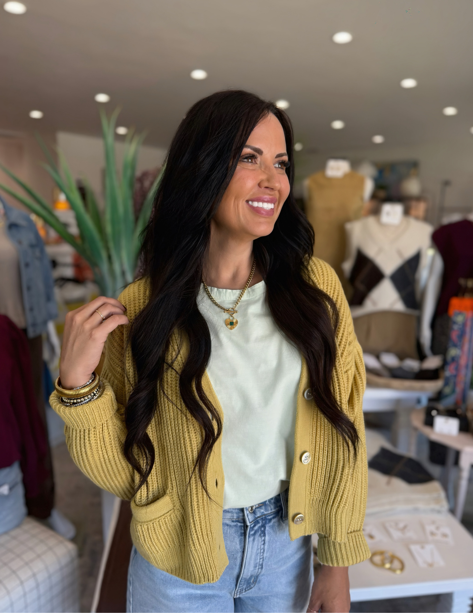 Chunky Cardigan- Baby Yellow - Tres Chic Boutique
