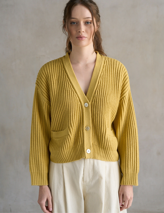 Chunky Cardigan- Baby Yellow