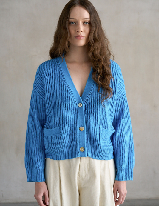 Chunky Cardigan- Cobalt Blue