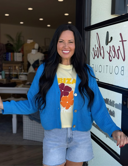 Chunky Cardigan- Cobalt Blue - Tres Chic Boutique