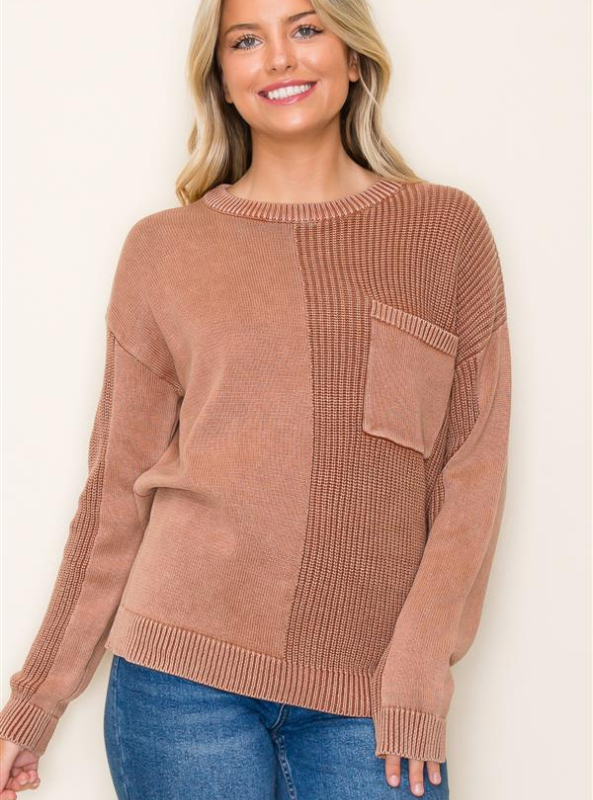 Crew Neck Textured Sweater - Tres Chic Boutique