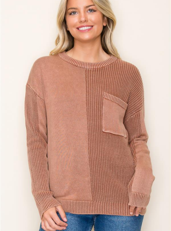 Crew Neck Textured Sweater - Tres Chic Boutique