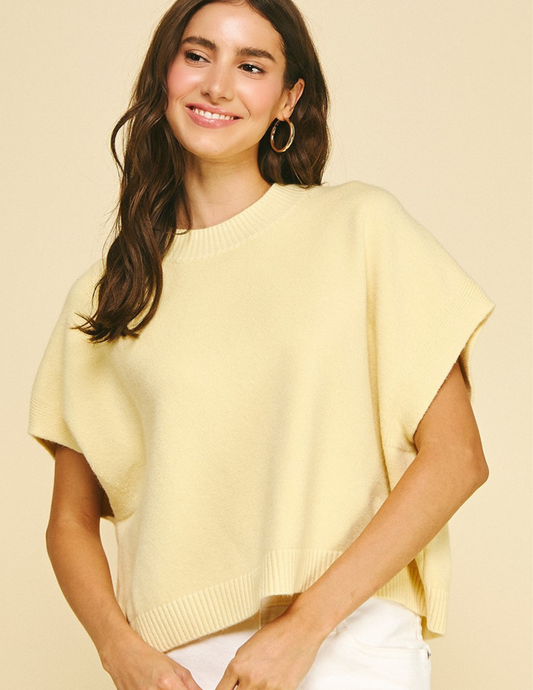 Dropped Shoulder Sweater Top- Lemon