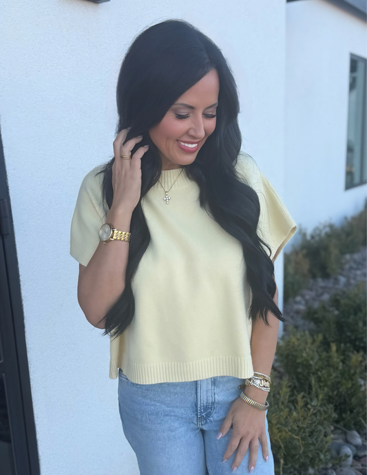 Dropped Shoulder Sweater Top- Lemon