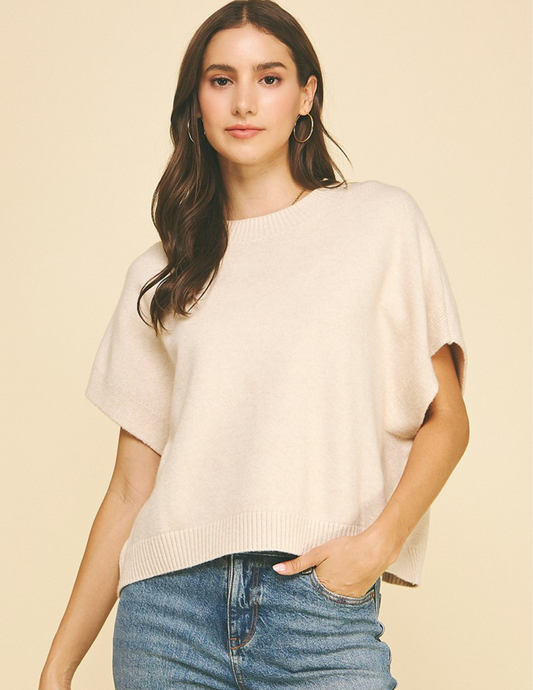 Dropped Shoulder Sweater Top- Nautral