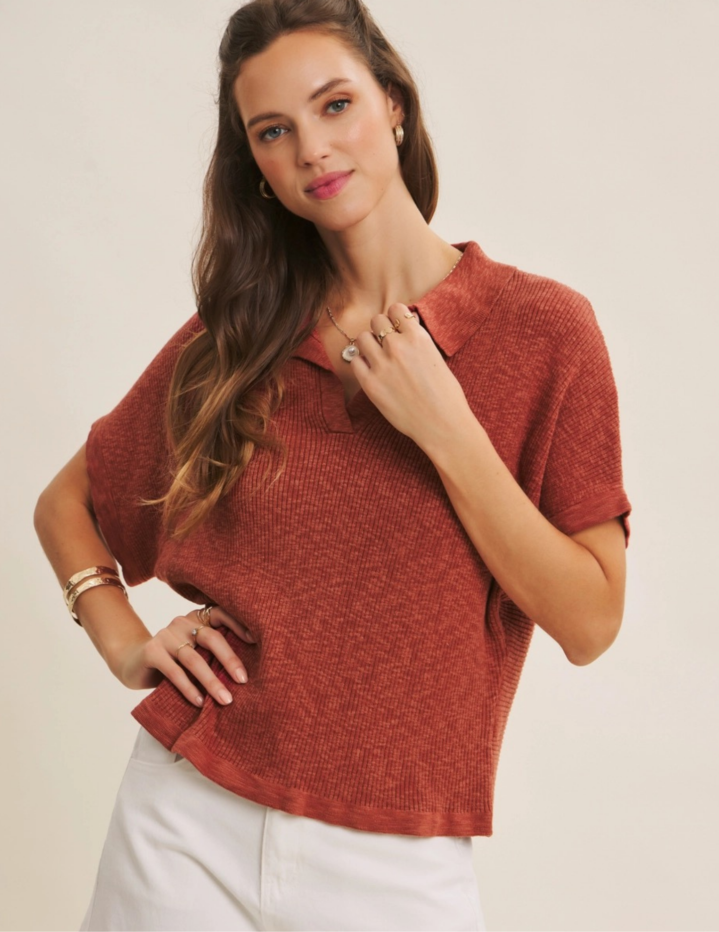Effortless Knit Sweater- Rust Red