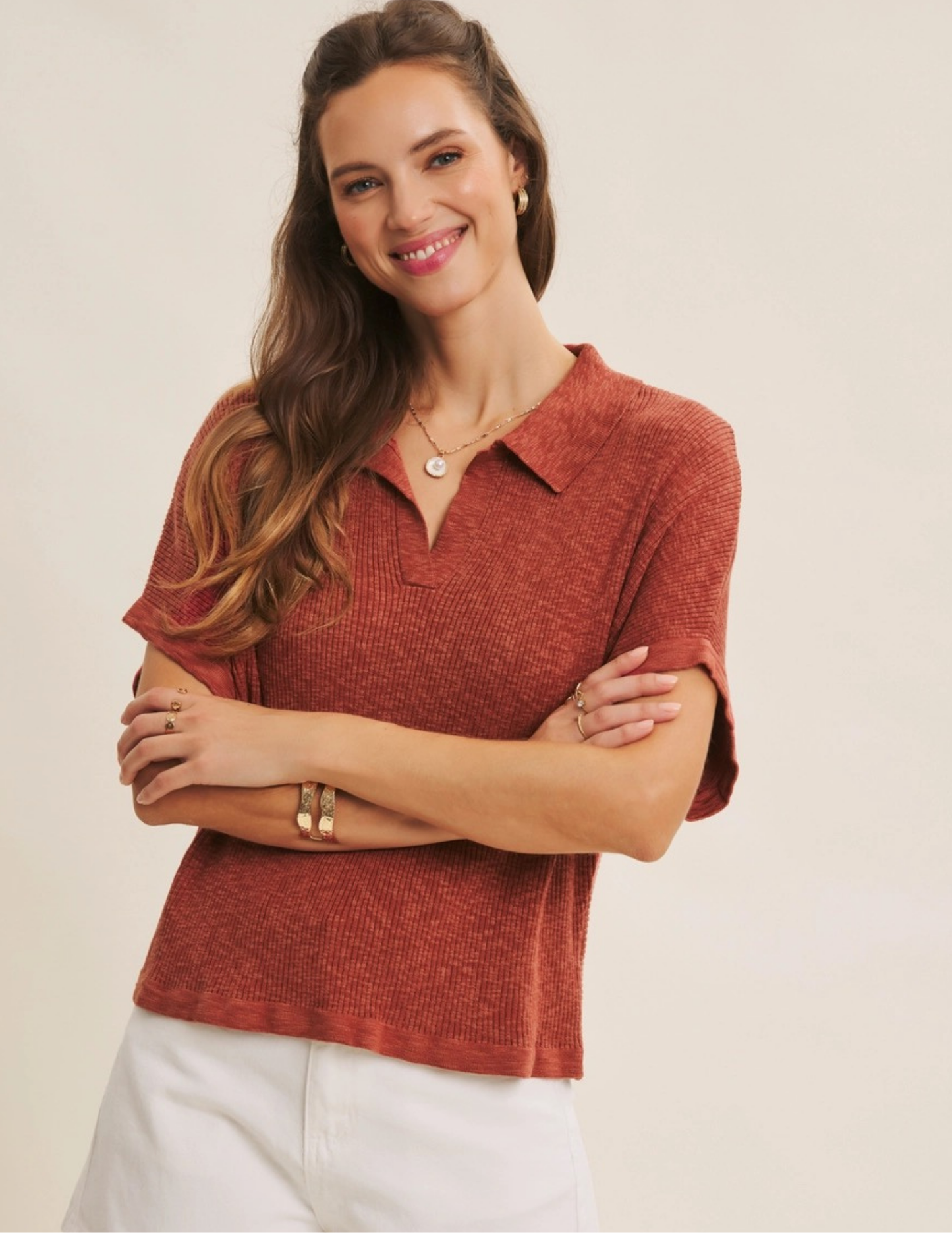Effortless Knit Sweater- Rust Red