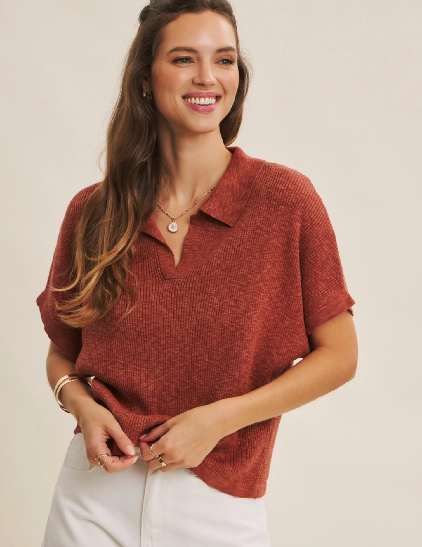 Effortless Knit Sweater- Rust Red