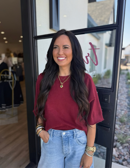 Fall Lightweight Sweater- Garnet