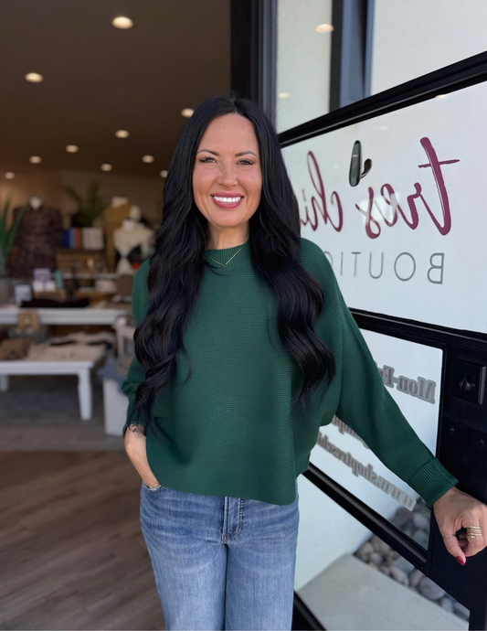 Favorite Fall Sweater- Pine Green - Tres Chic Boutique