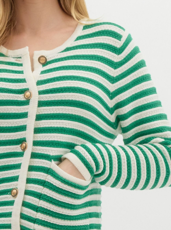 Green Striped Cardigan