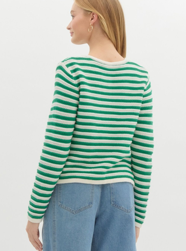 Green Striped Cardigan