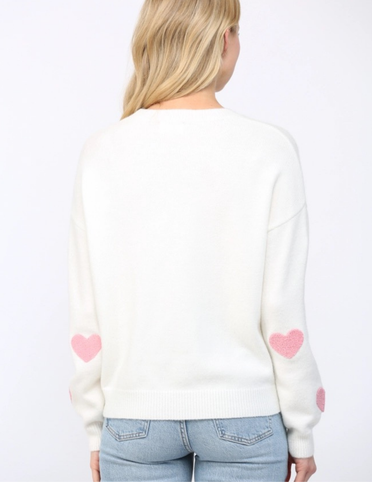 Heart Applique Crew Neckline Sweater
