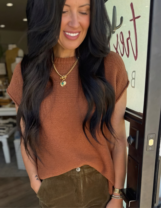 Knit Sweater Tank- Rust