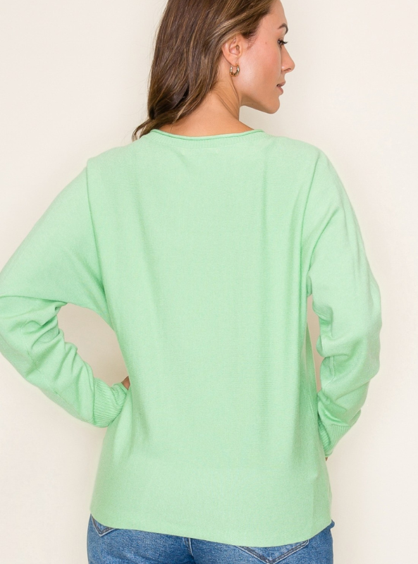 Lime Crew Neck Sweater - Tres Chic Boutique