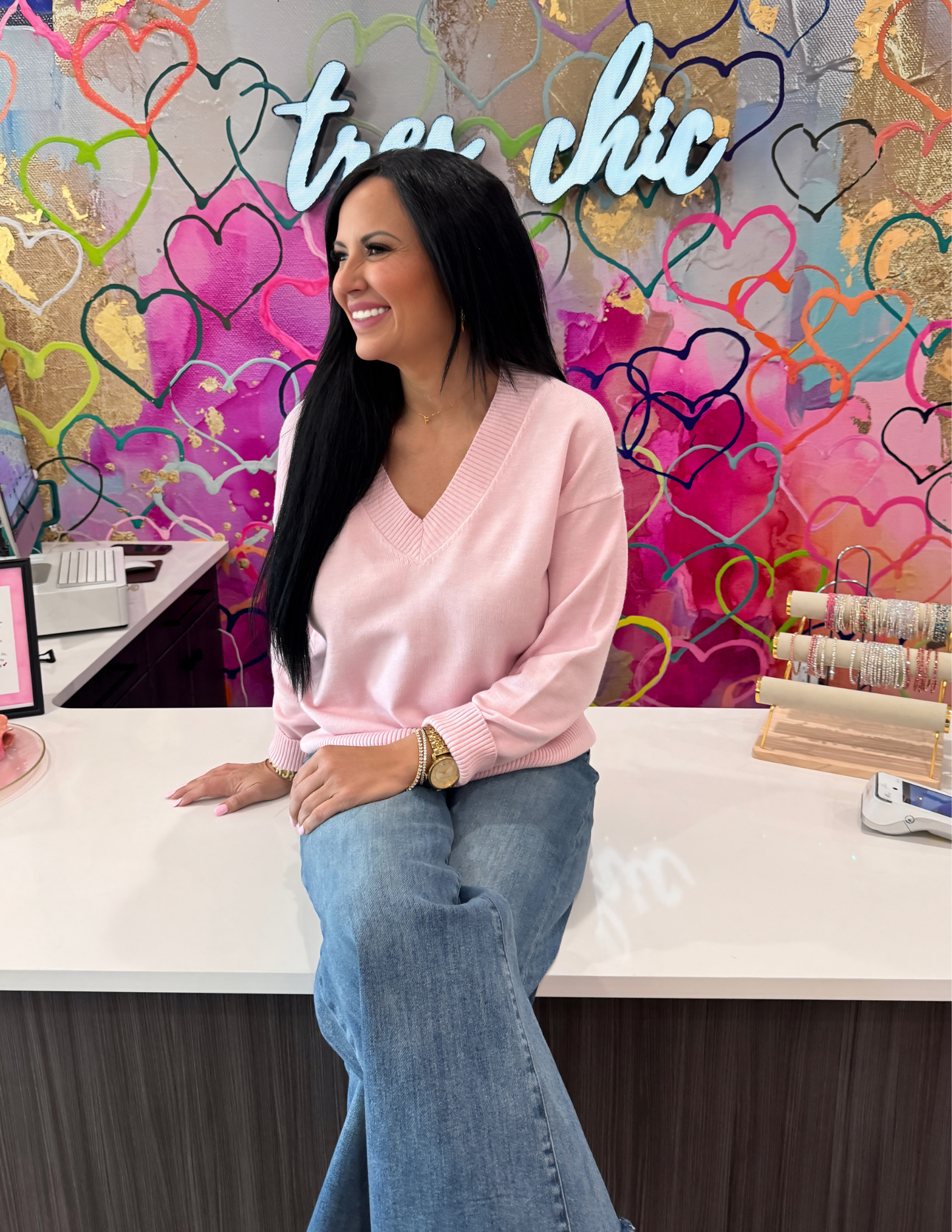 Manina Veck Sweater- Parfait Pink