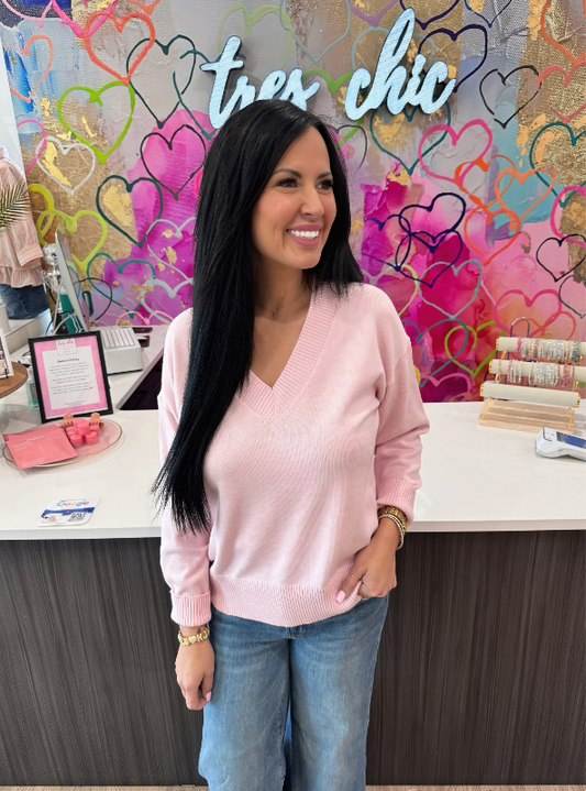 Manina Veck Sweater- Parfait Pink