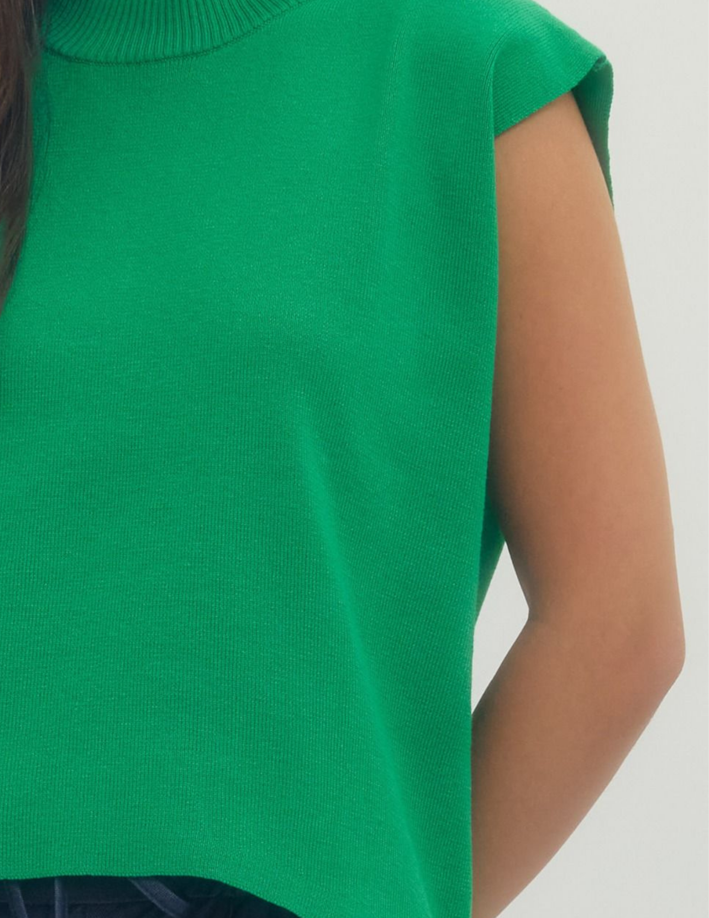 Mock Neck Knit Sweater- Green