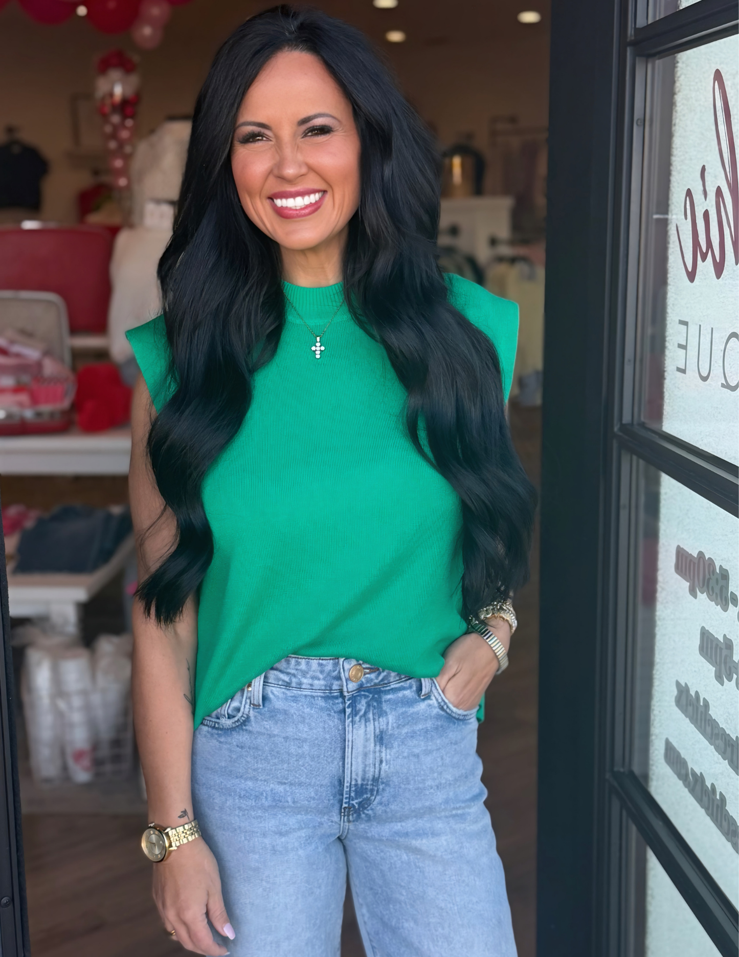 Mock Neck Knit Sweater- Green