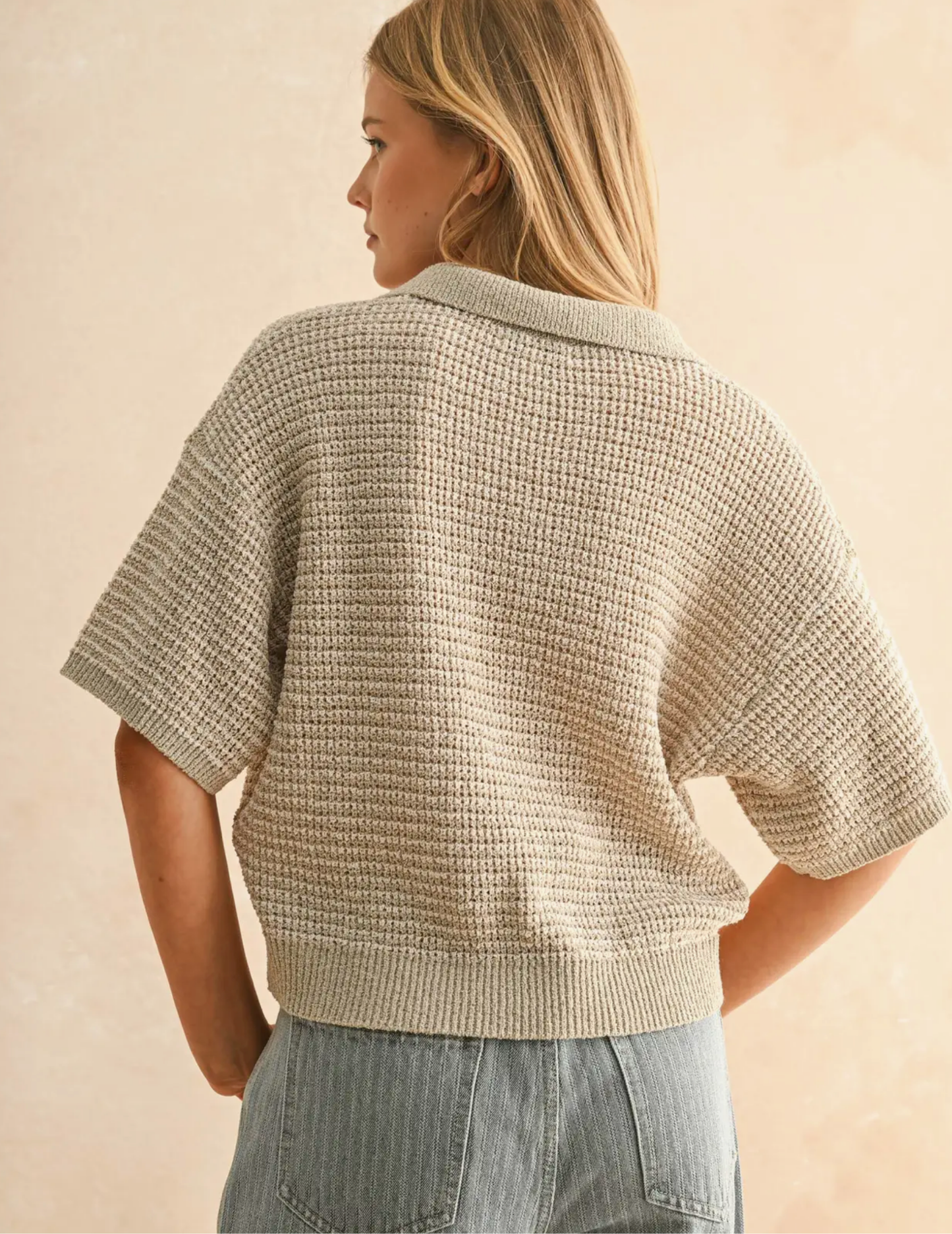 Taupe Collared Knit Top