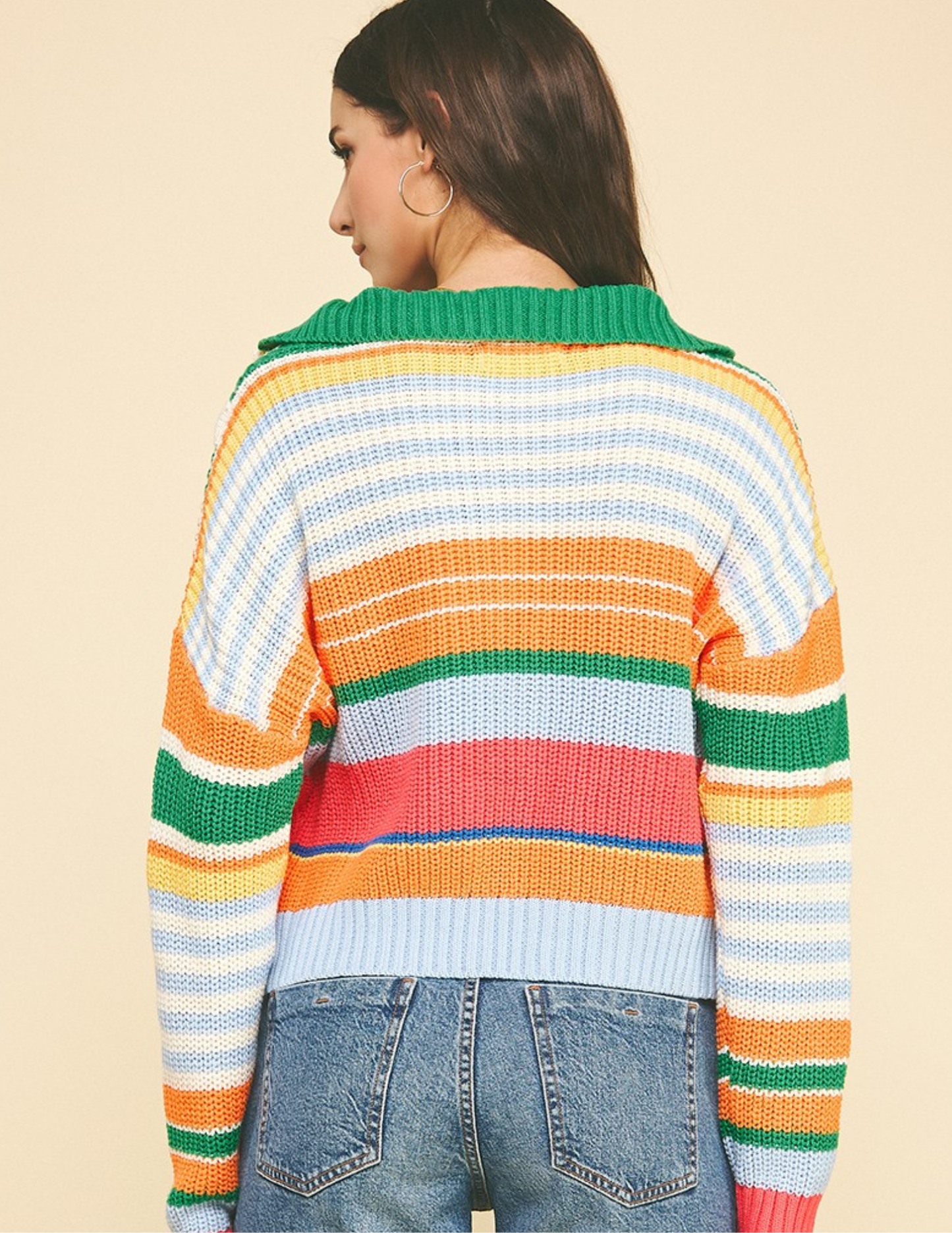 Multi Color Quarter Zip Sweater - Tres Chic Boutique