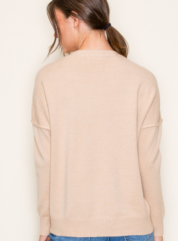 Oatmeal Crew Neck Sweater - Tres Chic Boutique