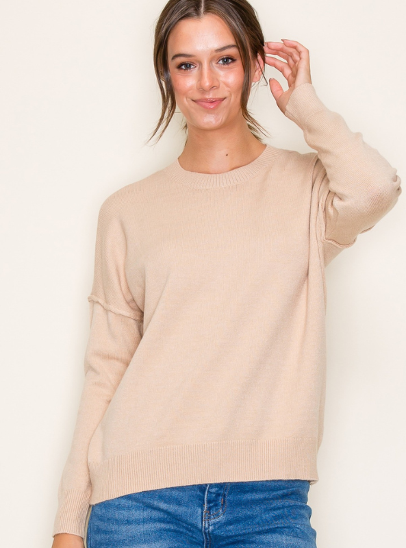 Oatmeal Crew Neck Sweater - Tres Chic Boutique