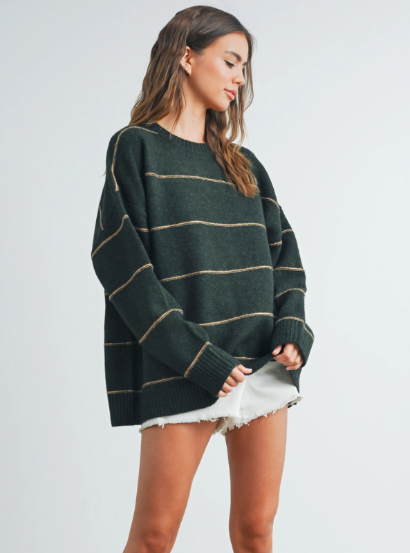 Olive Drop Shoulder Sweater - Tres Chic Boutique