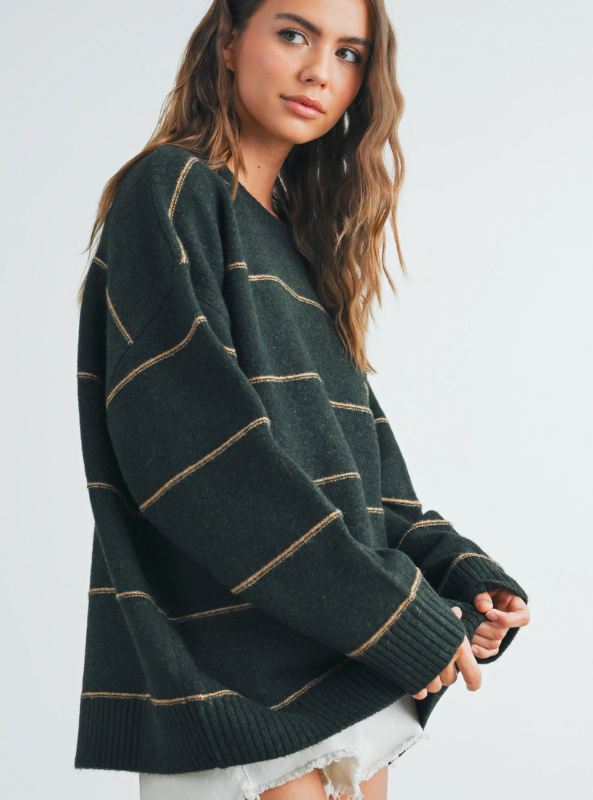 Olive Drop Shoulder Sweater - Tres Chic Boutique