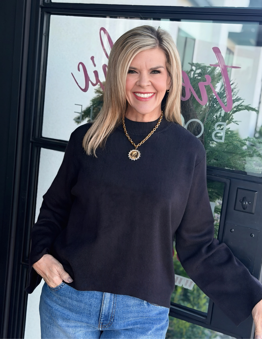 On The Go Knit Sweater- Black