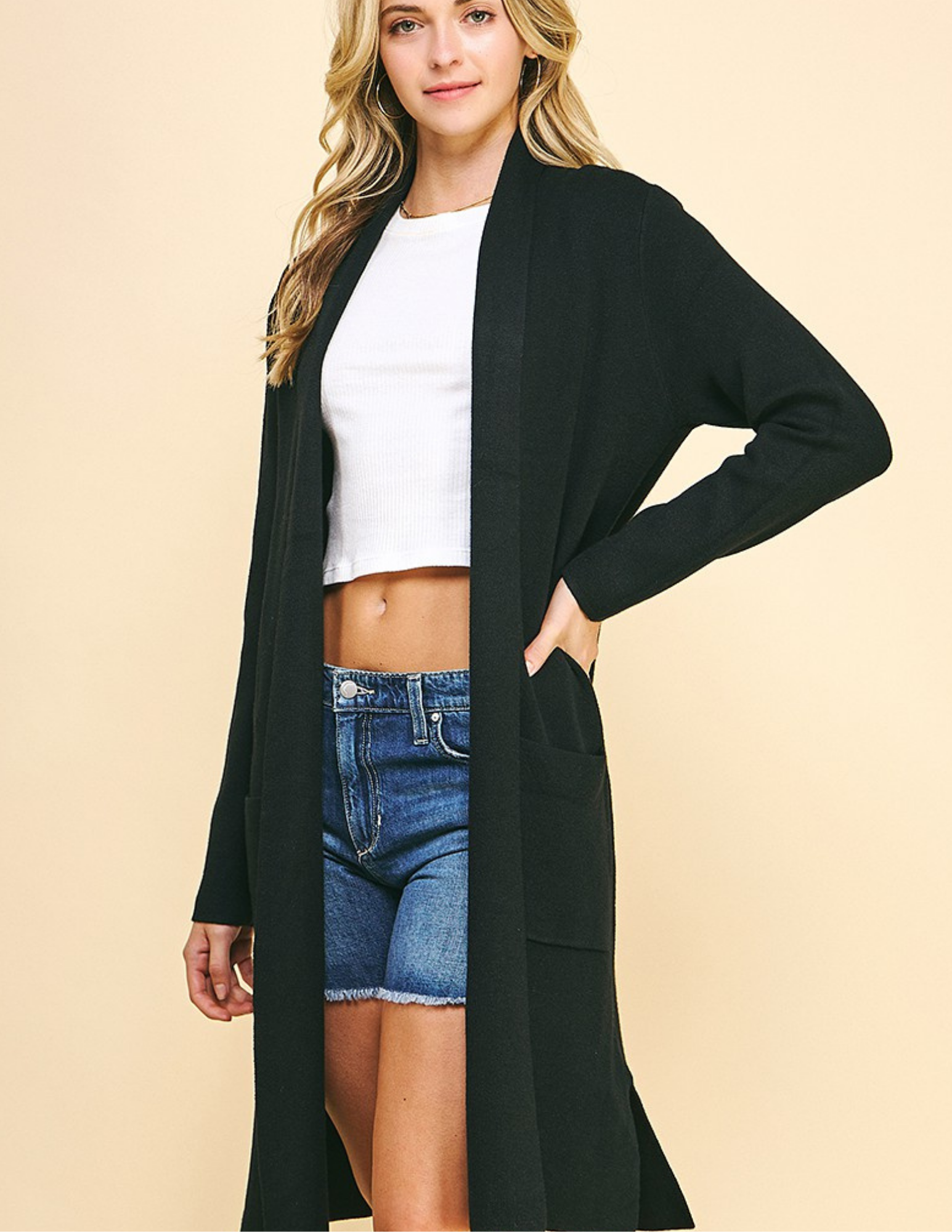 Open Knit Cardigan- Black - Tres Chic Boutique