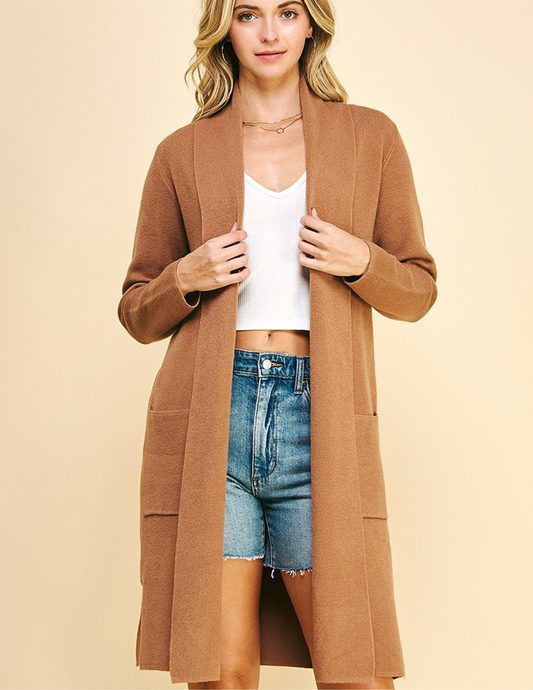 Open Knit Cardigan- Camel - Tres Chic Boutique